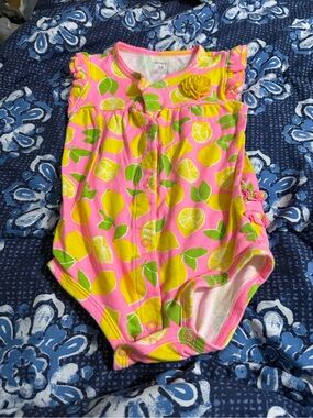 Carter's Pink Romper with Yellow Lemon Print